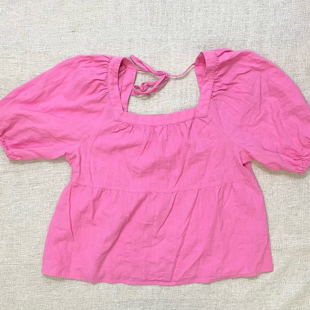 a.n.a Back Tie Pink Square Neck Top